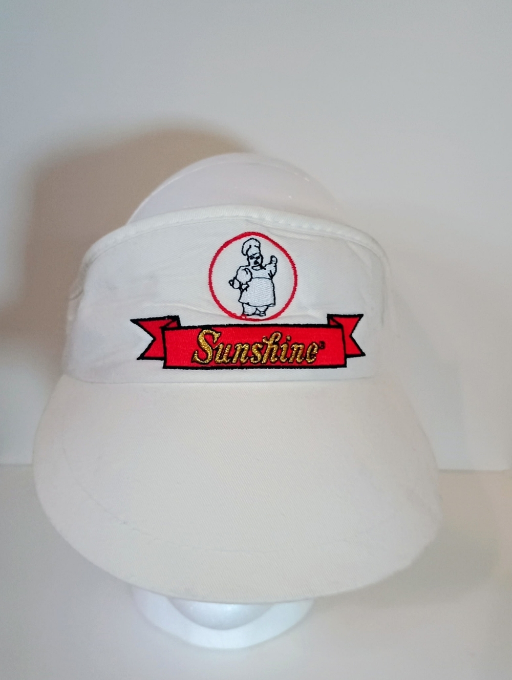 90s Y2K Bakery Worker White Visor Hat with Red "Sunshine" Logo